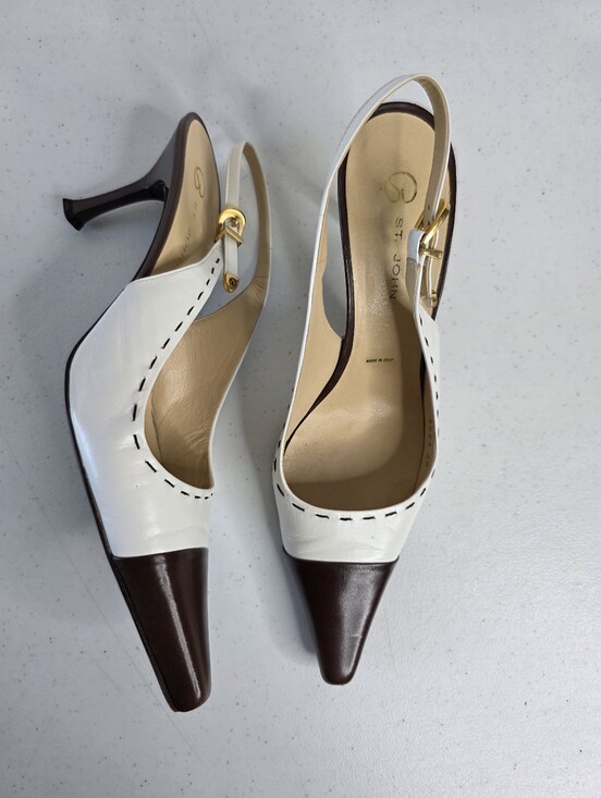 St. John Shoes - St. John Two-Tone High Heel Pumps Size 10 Vintage Slingbacks Made in Italy Rare